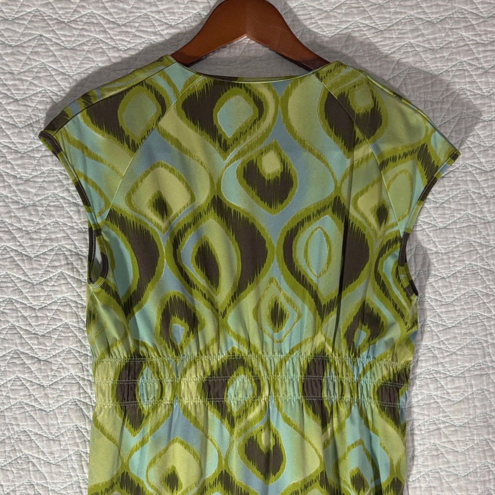 Axcess Blue and Yellow Patterned Midi Dress - Picture 5 of 6